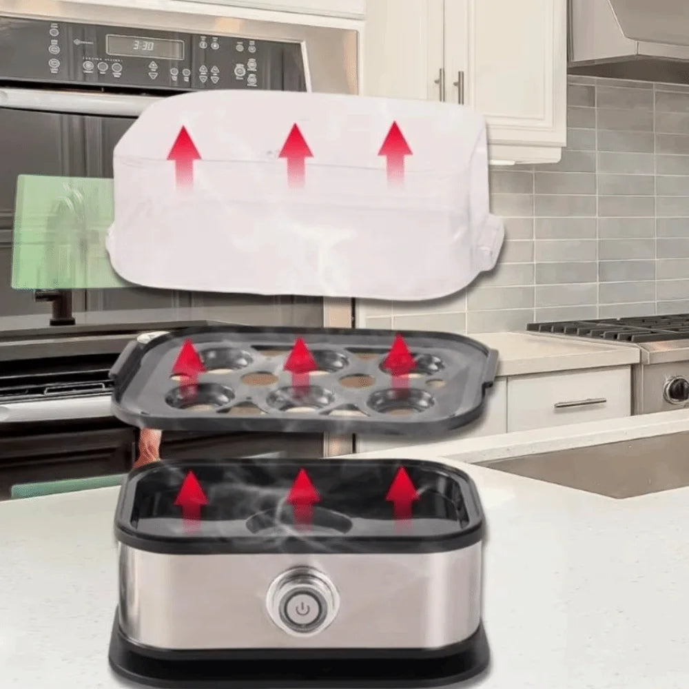 Fierbător de Ouă Inteligent 200W – 6 Ouă, Oprire Automată, Gătire Rapidă, Design din Inox